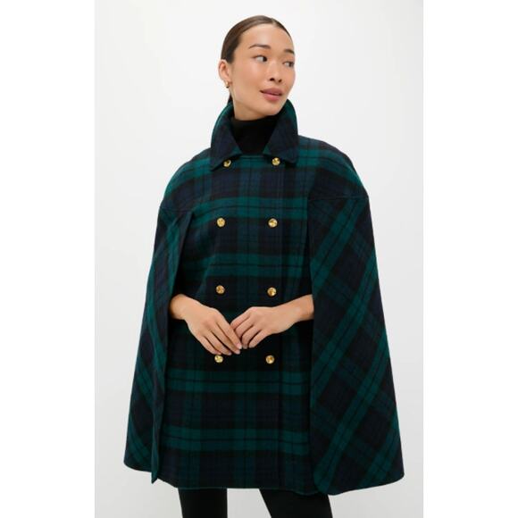 Tuckernuck Jackets & Blazers - Tuckernuck Green Navy Plaid Blackwatch India Cape Womens Medium / Large